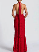 Elegant Floral Lace Deep V-neck Maxi Dress