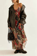Fashion Printed Backless Spaghetti Strap A-Line Holiday Maxi Dress