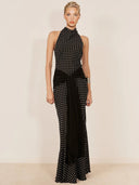 Elegant Halter Neck Polka Dot Maxi Dress