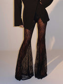 Exquisite Sheer Lace Flared Pants