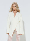 Elegant Minimalist Asymmetric White Blazer