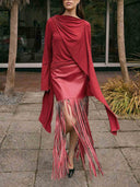 Elegant Asymmetric Draped Long-Sleeved Top