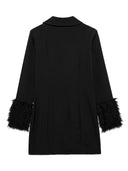 Elegant Faux Fur Cuff Fitted Suit Dress