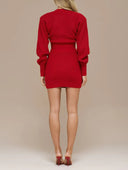 Casual Bow-tie Cardigan Sweater And Skirt Two-piece Set