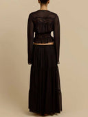 Bohemian Lace SPlicing Shirt And Skirt Set
