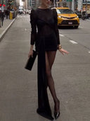 Lace Splicing Ribbon Design Mini Dress