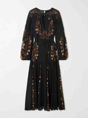 Elegant Berry Garden Tie Print Midi Dress