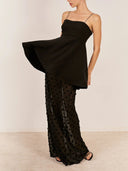 Elegant Polka-Dot Mesh Cape Two-Piece Maxi Dress