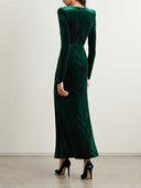 Elegant Velvet Long-sleeved Maxi Dress