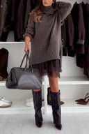 Casual Knit Turtleneck Long Sleeve Relaxed Sweater