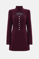 Exquisite Hollowed-out Button-down Slim-fit Mini Dress