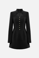 Exquisite Hollowed-out Button-down Slim-fit Mini Dress