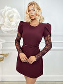 Elegant Lace Sleeve Mini Dress