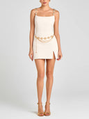 Elegant Square Neck Slit Mini Dress
