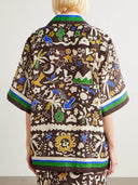 Unique Vintage Moroccan Print Linen Elastic Waist Pocket Wide-Leg Pants