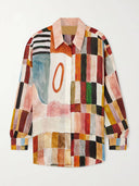 Retro Floral Print Loose Linen Button-Up Shirt