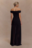 Elegant Floral-Embellished Strapless Bodycon Maxi Dress