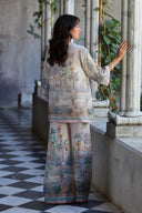 Playful Elegance Digital Print Loose Elastic Waist Wide Leg Pants