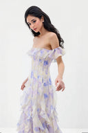 Casual Vacation-Style Strappy Floral Ruffle Maxi Dress