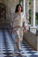 Playful Elegance Digital Print Loose Elastic Waist Wide Leg Pants