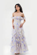 Casual Vacation-Style Strappy Floral Ruffle Maxi Dress