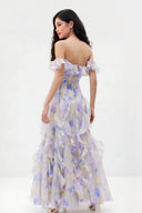 Casual Vacation-Style Strappy Floral Ruffle Maxi Dress