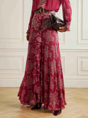 Exquisite Bohemian Ruffled Printed Chiffon Skirt