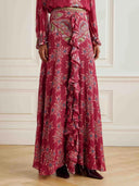 Exquisite Bohemian Ruffled Printed Chiffon Skirt