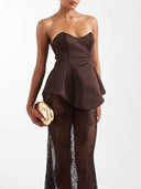 Tube Top Lace Spliced Fishtail Maxi Dress