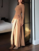 Off-Shoulder Top And Lace-Up Skirt Set