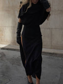 Hollow-out Side Slit Maxi Dress