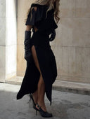 Hollow-out Side Slit Maxi Dress