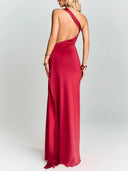 Elegant Satin Open-back Maxi Dress
