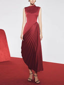 Elegant Sleeveless Pleated Maxi Dress