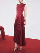 Elegant Sleeveless Pleated Maxi Dress