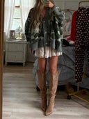 Casual Loose Camouflage Knitted Cardigan