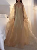 Elegant Sling Dress And Tulle Cover-up Set
