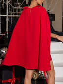 Elegant Bow Shoulder Cape Mini Dress