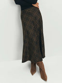 Retro Plaid High-Waist A-Line Midi Skirt