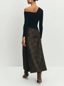 Retro Plaid High-Waist A-Line Midi Skirt