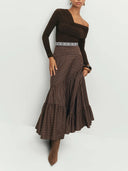 Elegant Off-the-shoulder Pleated Long-sleeved T-shirt