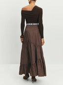 Elegant Off-the-shoulder Pleated Long-sleeved T-shirt