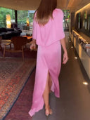 Distinctive U Neck Cape Design Maxi Dress