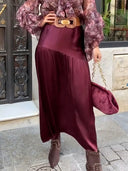 Elegant Satin Asymmetrical Midi Skirt