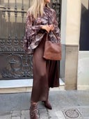 Elegant Satin Asymmetrical Midi Skirt