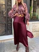 Elegant Satin Asymmetrical Midi Skirt