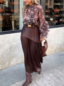 Elegant Floral Ruffled Chiffon Blouse