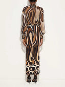 Retro Abstract Print Chiffon Shirt