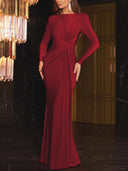 Elegant Pleated Sheath Waist Maxi Dress
