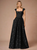 Elegant Drape Neck Floral A-Line Maxi Dress